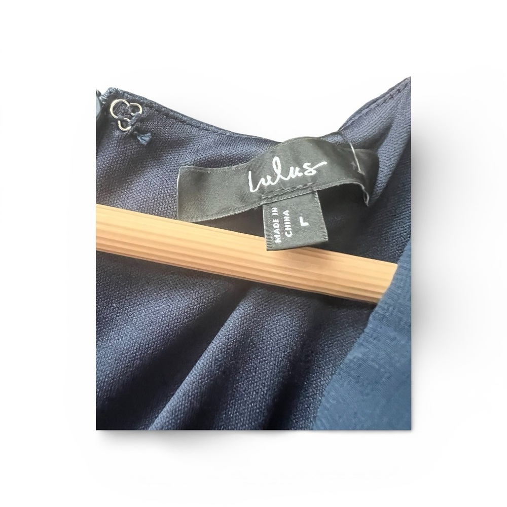 Lulu's Navy Blue V-Neck Ruffle Mini Dress - Picture 3 of 11